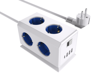 E08 QIAOPU 帶開關歐式擴展插座 &nbsp;&nbsp;6個插座 &nbsp;3個USB &nbsp;&nbsp;1TYPE