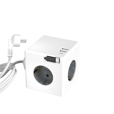 E16C-P &nbsp;QIAOPU EU Outlets歐式魔方插座 &nbsp;帶3個插座孔位 帶USB 帶手機充電線