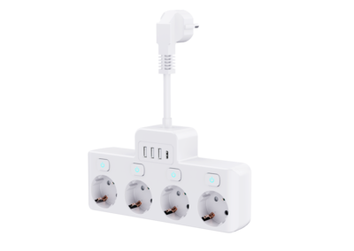 E14-4 &nbsp;&nbsp;QIAOPU歐式帶5厘米電源線4插座，帶開關，帶USB端口，帶TYPT C 端口